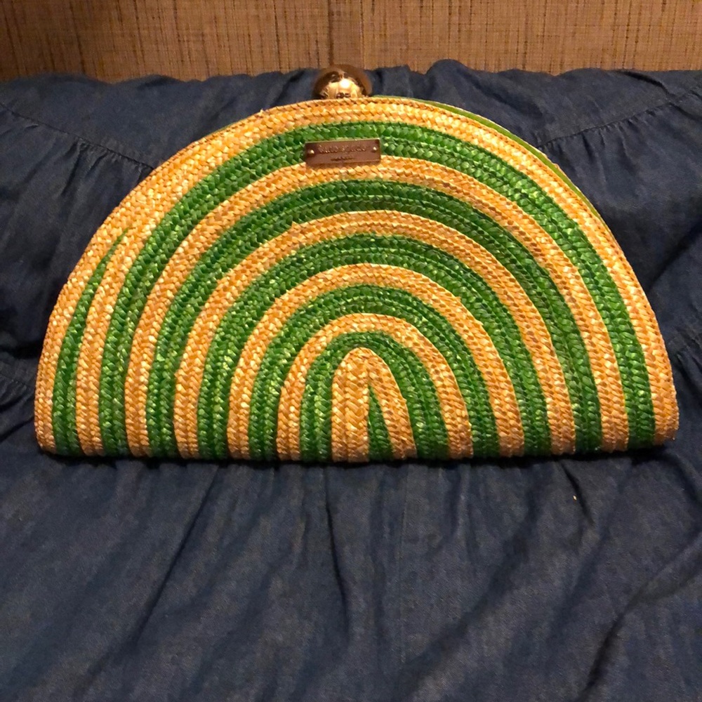 NWOT KATE SPADE STRAW & Leather Clutch